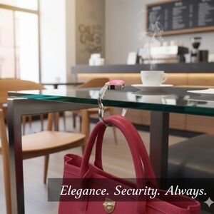 The Handbag holder Silver-T Swirled Red Enamel Heart Collapsible Handbag Hook